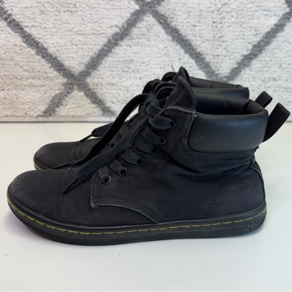 Dr. Martens Womens 8 Maelly Padded Collar Canvas Black High Top Lace Up Sneaker - Picture 3 of 10